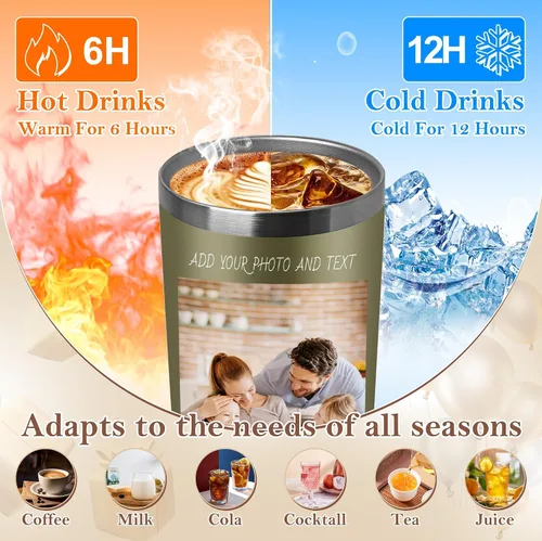 Miniatura 4 de Vaso de café personalizado de acero inoxidable, botella de agua personalizada de 20 onzas, vasos aislados con tapas y pajitas, imagen de logotipo