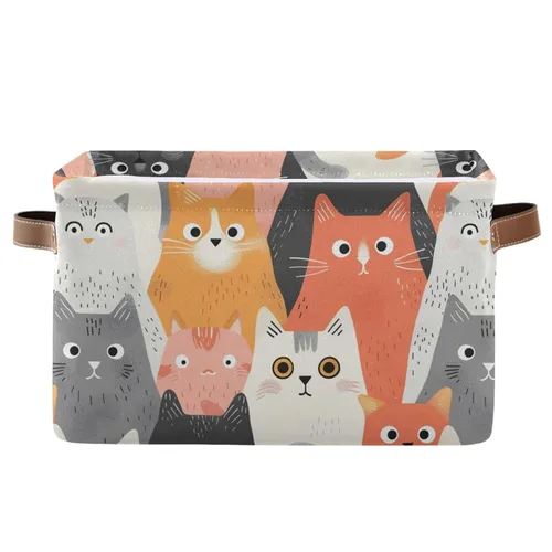 Miniatura 14 de Emelivor ABC - Contenedor de almacenamiento plegable con asa rectangular impermeable ABC Dinosaurios cesta para almacenamiento cubo organizador