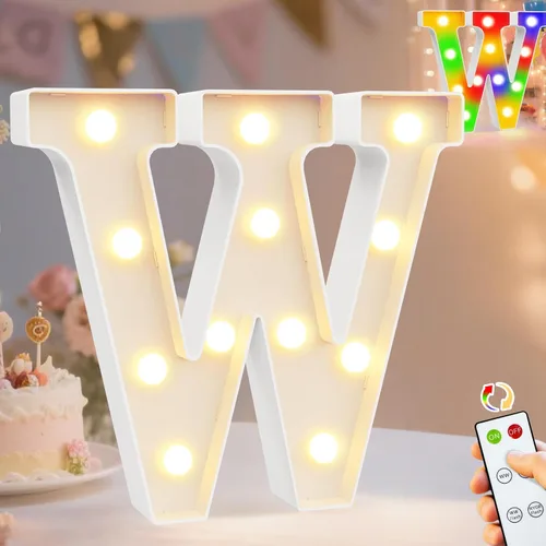Miniatura 9 de Pooqla Letras con luces LED de marquesina, letras decorativas iluminadas en blanco cálido y blanco frío, letras del alfabeto iluminadas para niños