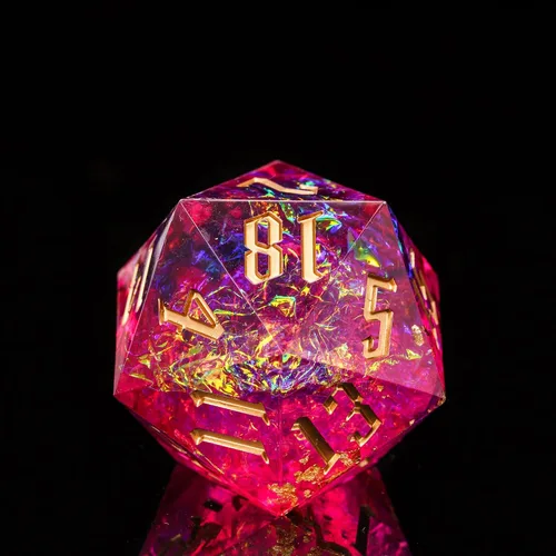 Miniatura 11 de Cusdie Dados D20 DND individuales con bordes afilados e inclusiones de lámina con purpurina, dados D&D de 20 caras, 1.31 pulgadas hechos a mano