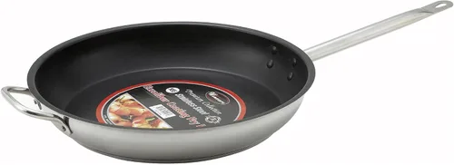 Miniatura 2 de Winco - Sartén de acero inoxidable de grado comercial con mango auxiliar, antiadherente, 14 pulgadas