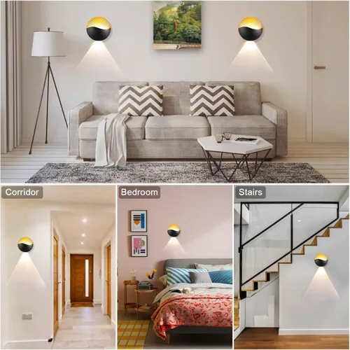 Miniatura 6 de Kawell Moderno y creativo aplique de pared LED de 12 W, impermeable, lámpara de pared para interiores y exteriores, efecto Art Deco para dormitorio
