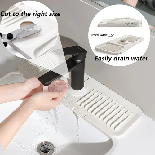 Miniatura 3 de Soporte de esponja protector contra salpicaduras para fregadero de cocina, bandeja de silicona para atrapa goteo para grifo, protector de fregadero