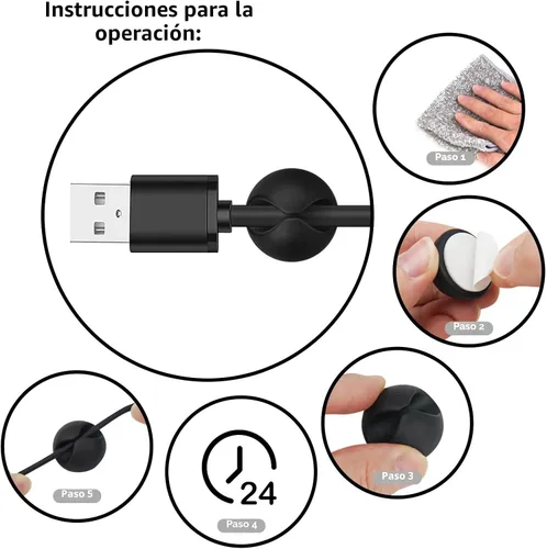 Miniatura 7 de Flezoo Sujetadores de Cables Clips para Cables, 12PCS Organizador de Cables Adhesivos Negros Soporte para Cargador Mantenedor de Gestión de Cables