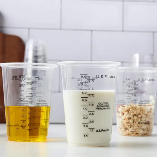 Miniatura 5 de Paquete de 200 vasos medidores de plástico, vasos desechables de 8 onzas con 100 varillas de mezcla de madera, se pueden utilizar para resina epoxi