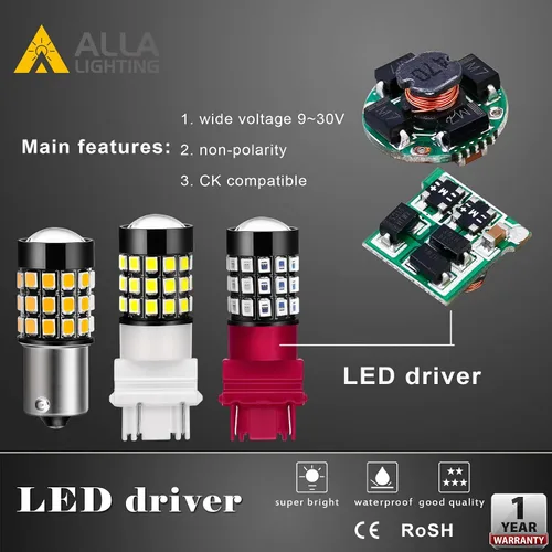 Miniatura 5 de Alla Lighting Recién actualizado T20 7440 7443 LED Focos de respaldo, reversa, señal, luz de freno o DRL, 6000K blanco Xenón, súper brillantes