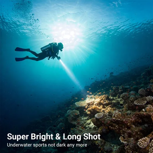 Miniatura 9 de Linterna de buceo de 873 pies de profundidad, linterna submarina para seguridad de buceo, luz de buceo, recargable IPX8 impermeable, 3 modos