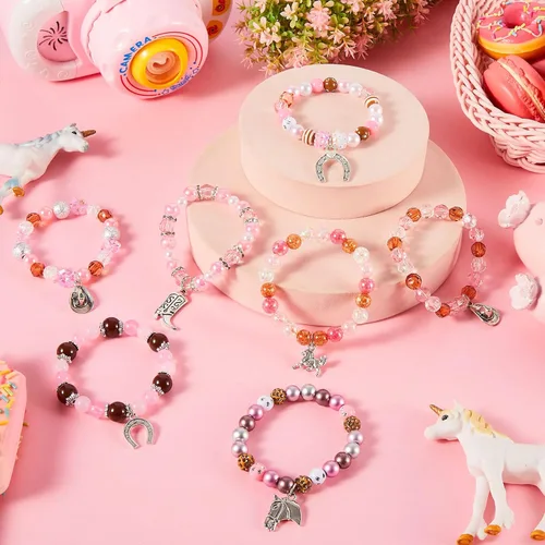 Miniatura 4 de Sureio 9 pulseras de cuentas occidentales para fiestas, regalos de Navidad para adultos, dije de caballo y bota, pulseras para amantes