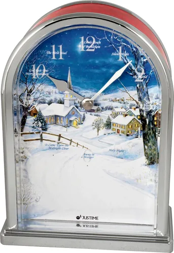 Miniatura 3 de JUSTIME Reloj de mesa luminoso Polaris Silent Night de 12 canciones de villancicos de Navidad, decoración de Navidad, multicolor, selección