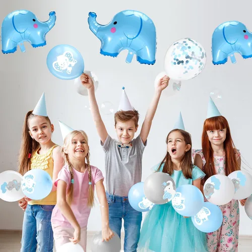 Miniatura 5 de Aoriher 45 globos de elefante de 12 pulgadas, globo de elefante para baby shower, para bebés, niños y niñas, revelación de género, suministros