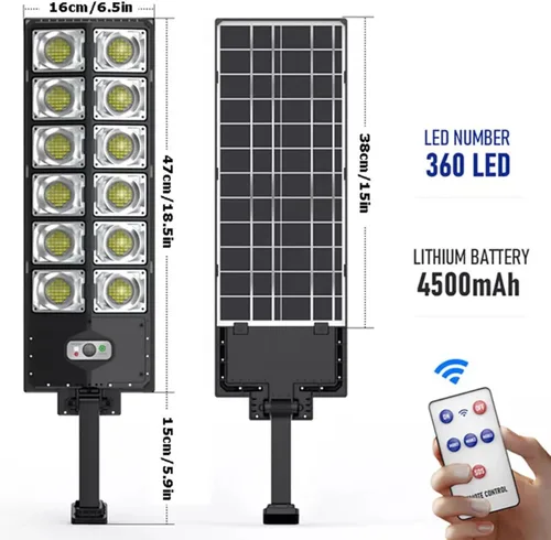 ikaufen 80000LM 8500K Luz solar LED de calle 800 W, luces comerciales al aire libre, impermeables, de alto brillo LED, del atardecer al amanecer,