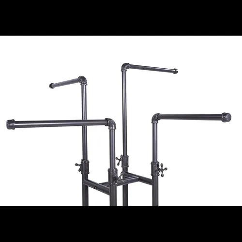 Miniatura 4 de Clothing Rack Econoco - Tubería resistente ajustable, estante de 4 vías, perchero de tubería de plomería, gris antracita