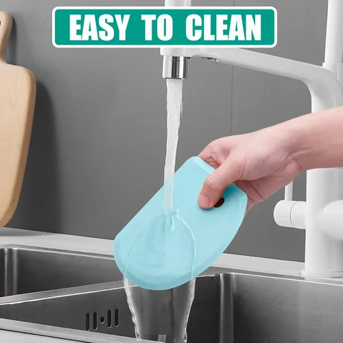 Miniatura 7 de Raspador de masa de silicona con lámina de acero inoxidable, raspador de tazón flexible de borde curvo para hornear, raspador de banco de silicona