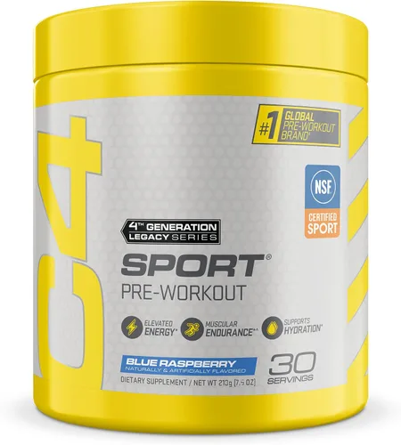 Cellucor C4 Sport - Polvo de preentrenamiento frambuesa azul, energía pre entrenamiento con 0.11 oz de creatina + 135 mg de cafeína y mezcla de
