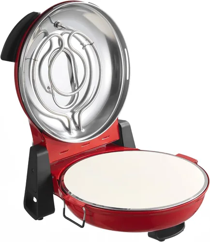 Miniatura 9 de VEVOR Horno para pizza, máquina eléctrica de pizza de 12 pulgadas, cocina de encimera de 1200 W con piedra de cordierita, perilla de control de Rojo
