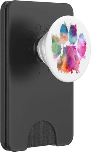 Miniatura 7 de PopSockets PopSockets PopSockets de perro con estampado de pata de perro rosa y azul abstracto