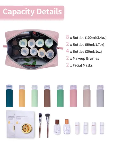 Miniatura 3 de Bolsa de maquillaje Narwey para viaje, bolsa de cosméticos organizadora, bolsa de aseo con compartimentos para mujeres y niñas (grande, rosa)