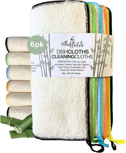 Miniatura 12 de Whiffkitch Paños de cocina Paños de fregar para cocina y limpieza del hogar 6x7 pulgadas paquete de 6 unidades, tejido de 2 capas antiarañazos, tela