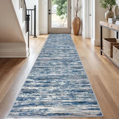 Miniatura 21 de SIILOOM 2 x 3 Alfombra moderna y abstracta para entrada, alfombra neutra azul marino gris multicolor súper suave de área pequeña, alfombras lavables