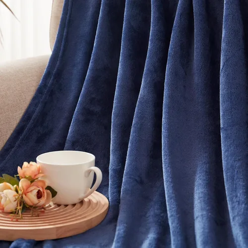 Miniatura 8 de Exclusivo Mezcla Manta de vellón para sofá, cama, súper suave y cálida, para uso en todas las estaciones, acogedora, afelpada, ligera, 90 x 104 Azul
