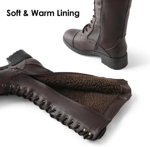 Miniatura 2 de DREAM PAIRS - Botas de poliuretano a la rodilla para mujer, estilo de equitación o combate