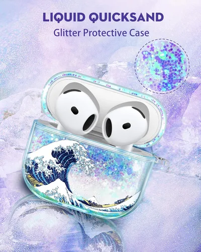 Miniatura 3 de Funda para Apple para Airpods 4 Case 2024 - Arena Movediza Líquida Arte Artístico Estético Funda Mujer Chica Mujeres Brillante Brillo Purpurina