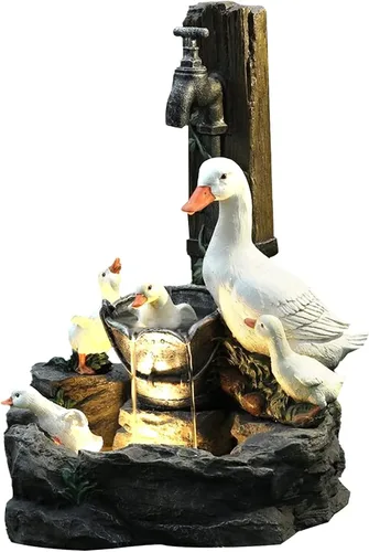 Miniatura 2 de Fuentes solares con patos de resina, estatua de fuente de agua de pato, decoración de patio y jardín, fuentes de agua, paisaje al aire libre