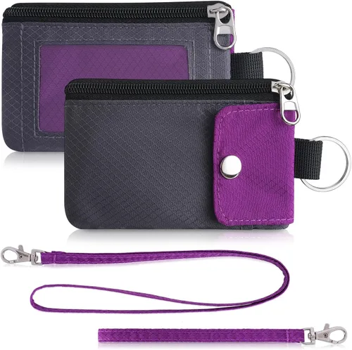 Miniatura 62 de Artpaxy Cartera minimalista para hombres y mujeres, llavero con bloqueo RFID, con cremallera, pequeña cartera con ventana de identificación, 2
