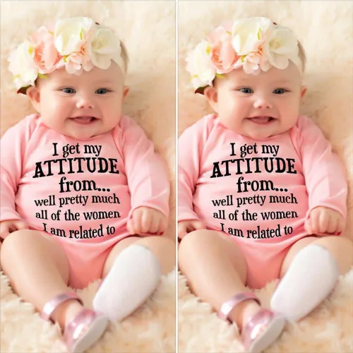 Miniatura 2 de Mameluco de algodón para bebé recién nacido, con estampado de letras divertidas, para bebés y niñas