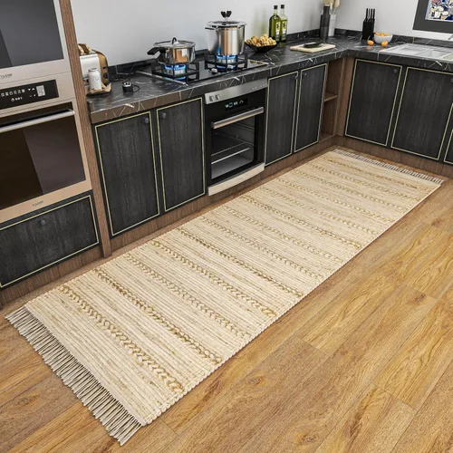 Miniatura 23 de Eco Crave Alfombra de pasillo de yute de 2,6 x 8 pies – Alfombra de diseño geométrico 100% natural de yute trenzada a mano, alfombra de acento