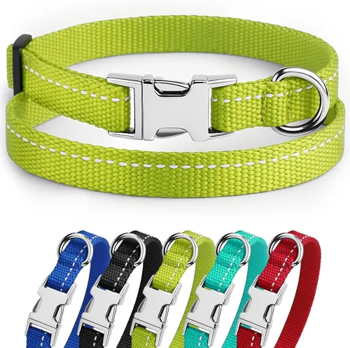 Miniatura 47 de CollarDirect Collar reflectante para perro o cachorro pequeño, mediano y grande con hebilla de liberación rápida, para machos y hembras, nailon Rojo