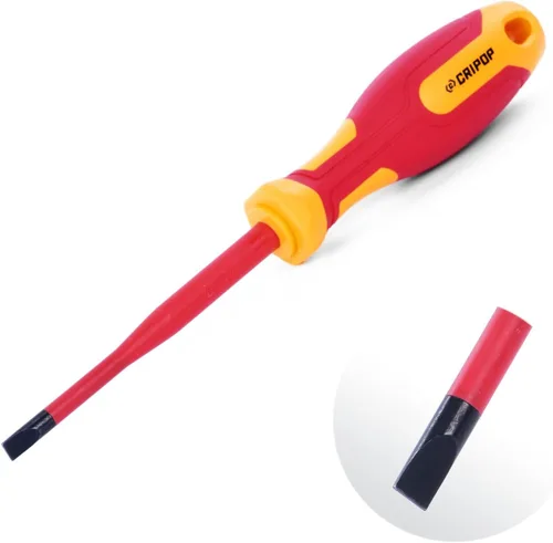 Destornilladores ranurados aislados, destornillador de punta ranurada aislada de 1000V de 1/4" con eje de 4", punta magnética, diseño de punta