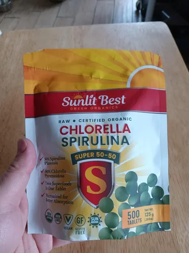 Miniatura 8 de Sunlit Super 50/50 Tabletas orgánicas de Chlorella Spirulina – Súper suplemento para apoyo inmunológico, salud intestinal, estado de ánimo y energía