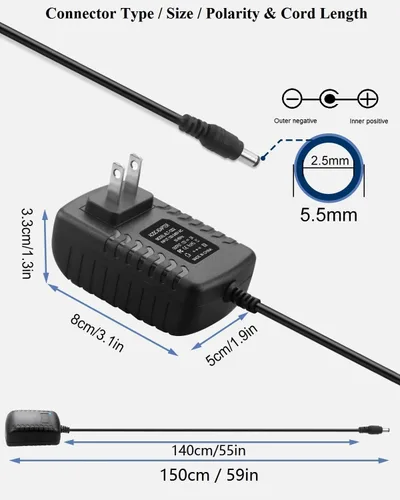 Miniatura 4 de Fuente de alimentación de 12 V CC 2A, adaptador de CA 100-240 V 50-60 Hz a 12 voltios 2000 mA, reemplazo del cable adaptador de corriente - 10