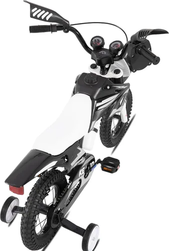 Miniatura 8 de KEANO - Bicicleta estilo motocross para niños y niñas de 12 y 16 pulgadas, con ruedas de entrenamiento y placa numérica, bicicletas para niños de 3