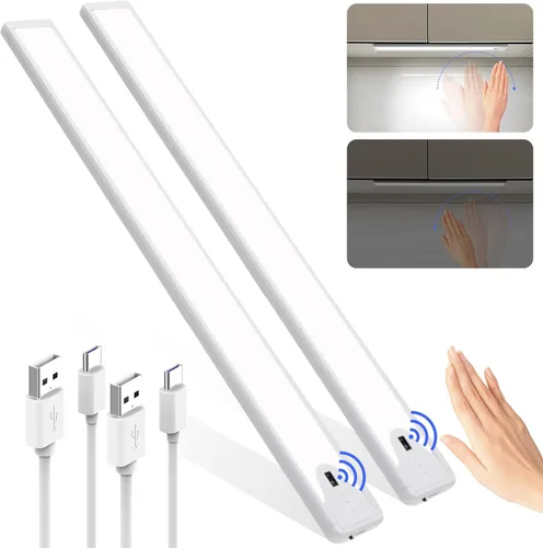 Miniatura 8 de Luces para debajo del gabinete de 8 pulgadas, 41 LED recargables con sensor de movimiento magnético, luz para interiores, brillo regulable de 6000