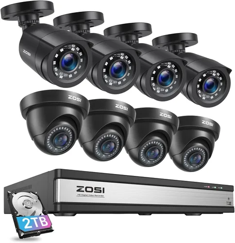 Miniatura 12 de ZOSI Sistema de cámara de seguridad de 16 canales para interiores y exteriores, 16 cámaras CCTV de vigilancia de 1080p, visión nocturna, alertas