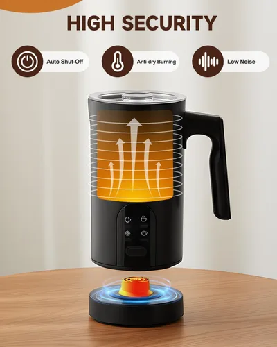 Miniatura 6 de Espumador de leche eléctrico, espumador de leche automático 4 en 1 y vaporizador de 11.8 onzas, máquina de espuma fría y caliente, calentador