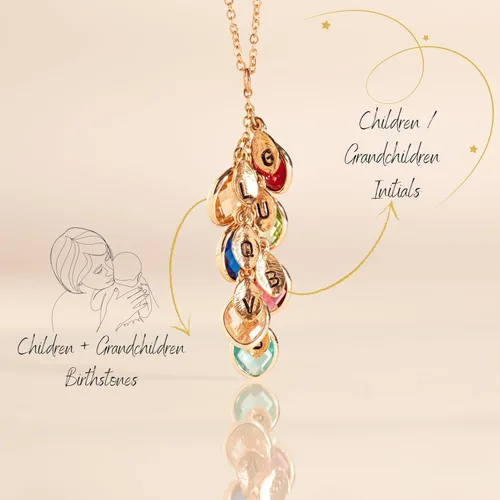 Miniatura 2 de MignonandMignon Birthstone Necklace for Grandma, Initial Necklaces for Women Personalized Jewelry for Women Birthstone Necklace, Grandkids Name