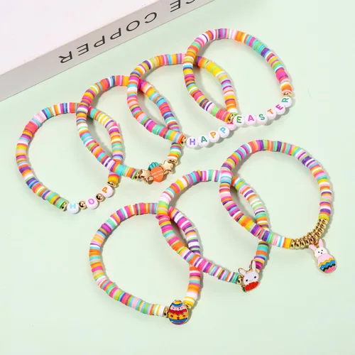 Miniatura 216 de Surfer Heishi - Pulseras apilables para mujer, apilables, de vinilo arcoíris, disco de arcilla, pulseras elásticas para la amistad, joyería bohemia