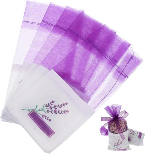 DOITOOL Paquete de 25 bolsas de lavanda de 6.49 x 2.83 pulgadas, bolsas de fragancia de organza con cinta para fragancia del hogar, ambientador,