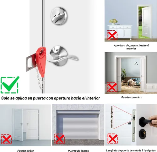 Miniatura 5 de AceMining Cerradura de puerta portátil para seguridad en el hogar, cerradura de puerta de viaje, cerraduras de bloqueo de viaje para mayor seguridad