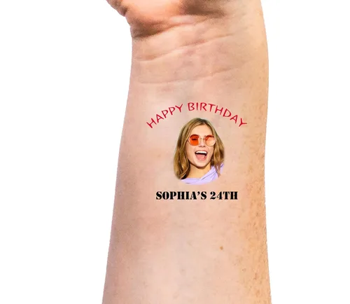 Miniatura 13 de Calcomanías de tatuajes temporales personalizadas, personaliza el tatuaje con nombre y foto de tu amor para fiestas de cumpleaños, Halloween