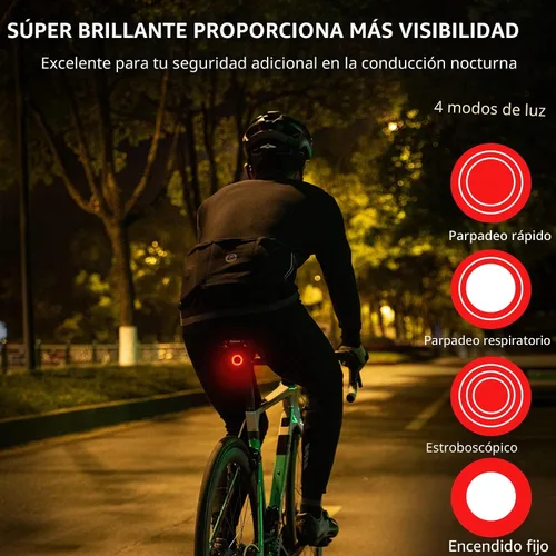 Miniatura 4 de ROCKBROS Luz Trasera de Bicicleta Inteligente, Luces Traseras de Bicicleta con Sensor de Freno para Paseo Nocturno, Luces Traseras LED