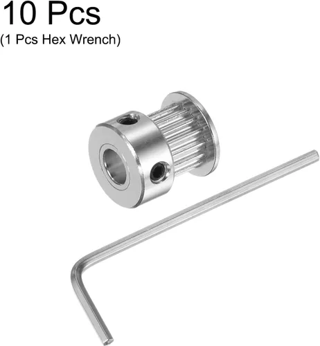 Miniatura 3 de HARFINGTON Polea de sincronización 2GT 16 dientes de 0.197 in de diámetro 0.512 in de diámetro polea de correa de distribución de aluminio con llave
