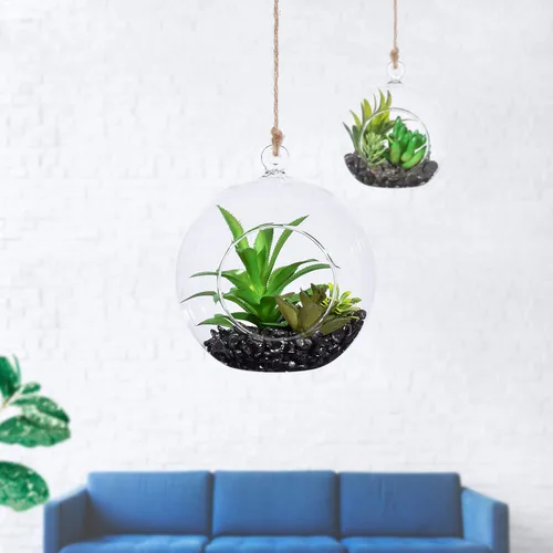 Miniatura 7 de Maceta colgante de vidrio redonda para colgar en terrario, decoraciones para suculentas Tillandsia, portavelas, decoraciones de boda y exhibición