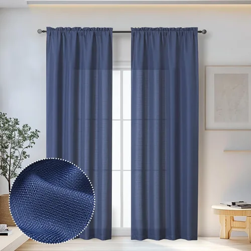 Miniatura 59 de OWENIE Bob Juego de 2 Paneles de Cortinas Negras de Cocina para Ventanas de 36 Pulgadas de Largo, Cortinas Cortas de Café con Textura de Lino