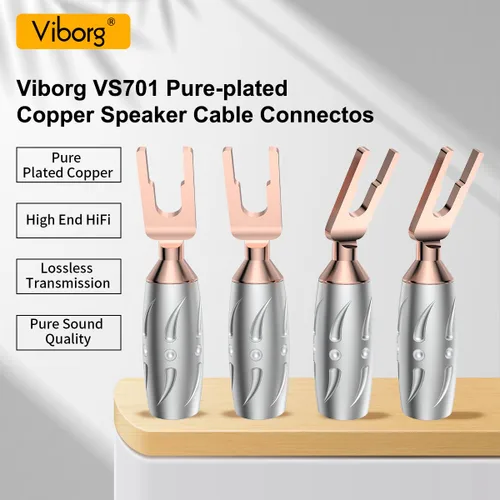 Miniatura 2 de Viborg VS701 Conectores de pala de horquilla de altavoz de alta gama 4X Altavoz de cobre puro Y espadas Tornillos dobles Bloqueo de altavoz