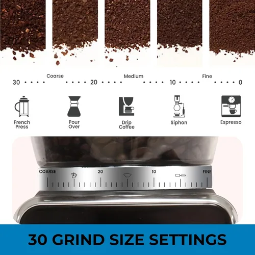 Miniatura 3 de Kenmore - Molinillo de café cónico para café expreso, prensa francesa, goteo, tamaño de moler ajustable, molino de frijoles, control digital