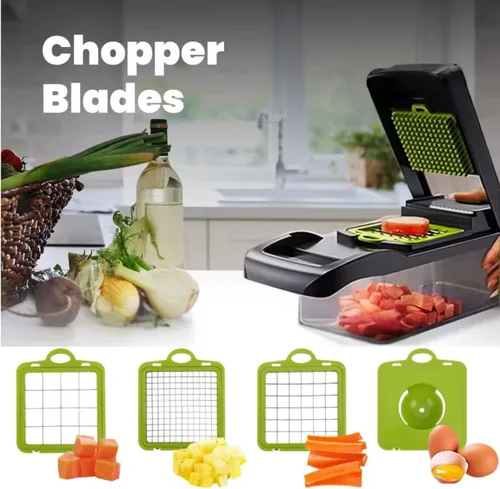 Miniatura 6 de Cortador de verduras 16 en 1 con contenedor Mandolina Cortador de verduras Cebolla Patata Fruta Alimentos Manual Gadget de cocina para cocina Acero